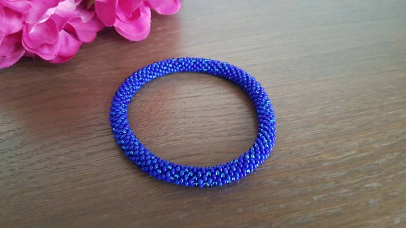 Perlen Gehäkeltes Seil Armband. Blaues Nepal Style Armband Perlen Gehäkeltes Seil Armband. Blaues Nepal Style Armband von RenataAccessories