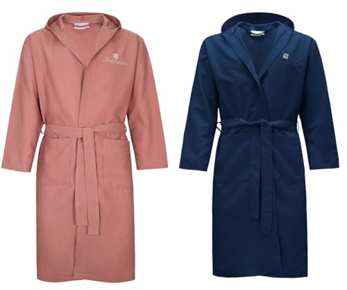 Renato Balestra Bademantel Mikrofaser Herren Damen Unisex mit Kapuze Limited Edition, Ass (Puder-Navy), L von Renato Balestra