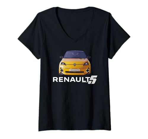 Damen Renault 5 E-Tech Elektro Stadtauto T-Shirt mit V-Ausschnitt Damen Renault 5 E-Tech Elektro Stadtauto T-Shirt mit V-Ausschnitt von Renault