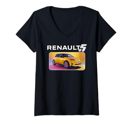 Damen Renault 5 Elektro E-Tech City Car T-Shirt mit V-Ausschnitt Damen Renault 5 Elektro E-Tech City Car T-Shirt mit V-Ausschnitt von Renault