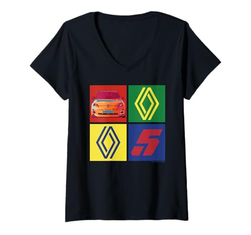 Damen Renault 5 Elektroauto Diamond Logo Retro Pop Art T-Shirt mit V-Ausschnitt Damen Renault 5 Elektroauto Diamond Logo Retro Pop Art T-Shirt mit V-Ausschnitt von Renault
