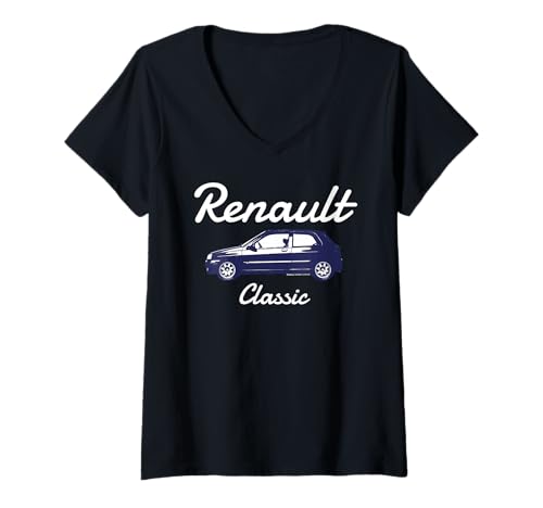 Damen Renault Clio Car Classic Schrägheck T-Shirt mit V-Ausschnitt Damen Renault Clio Car Classic Schrägheck T-Shirt mit V-Ausschnitt von Renault