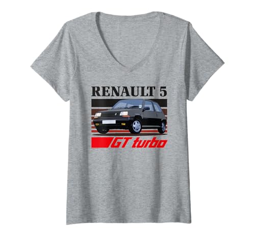 Damen Retro-Schnellluke für Renault 5 GT Turbo Gen 2 T-Shirt mit V-Ausschnitt Damen Retro-Schnellluke für Renault 5 GT Turbo Gen 2 T-Shirt mit V-Ausschnitt von Renault