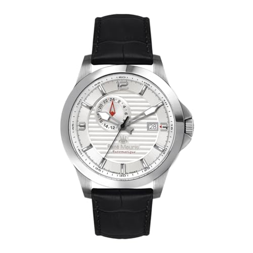 René Mouris Cygnus 44MM Japanische Automatikuhren für Herren – Semi-Skelett-Zifferblatt, saphirbeschichtetes Mineralglas, 100M Wasserdicht – Armbanduhr aus 316L Edelstahl mit Lederarmband von René Mouris