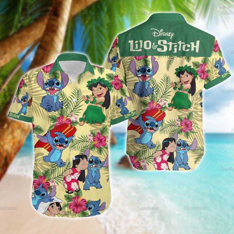 Lilo Und Stitch Hawaiihemd, Sommer Strandshirt, Stich Hawaiihemd Für Den Sommer, Urlaubsshirt von ReneTeemo