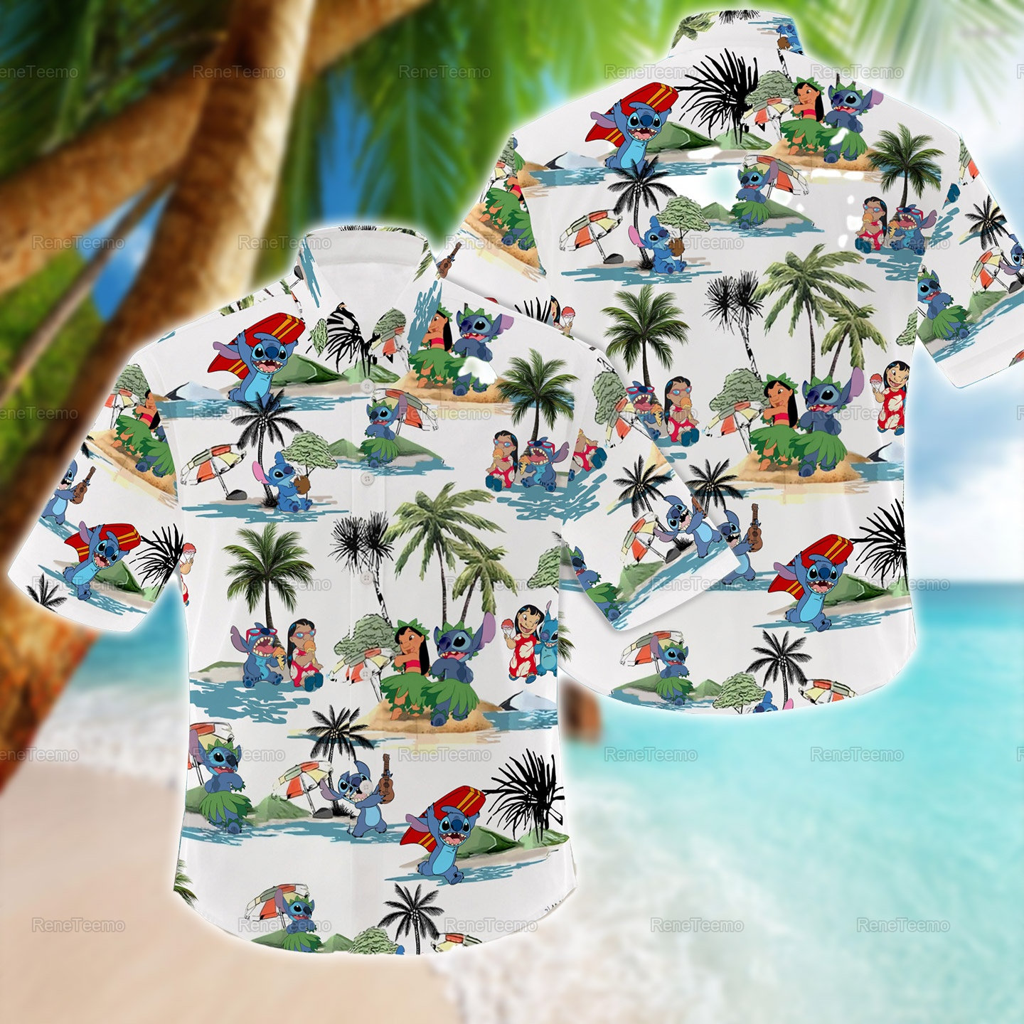 Stitch Hawaii Hemd, Lilo Und Strand Shirt, Stich Sommer Urlaubs Shirt von ReneTeemo