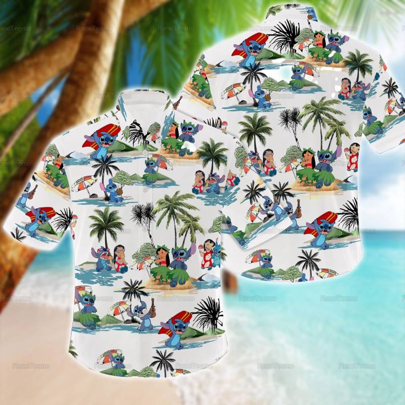 Stitch Hawaii Hemd, Lilo Und Strand Shirt, Stich Sommer Urlaubs Shirt von ReneTeemo