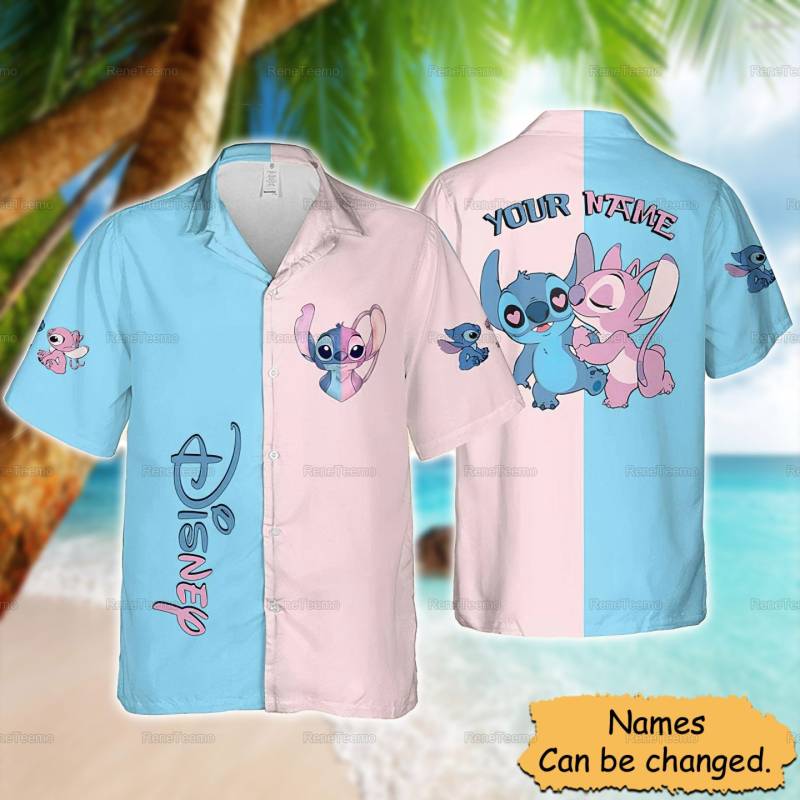 Stitch & Angel Hawaiihemd, Lilo Und Paar Strand Shirt, Stich Liebe Hawaii Sommer Urlaub Shirt von ReneTeemo