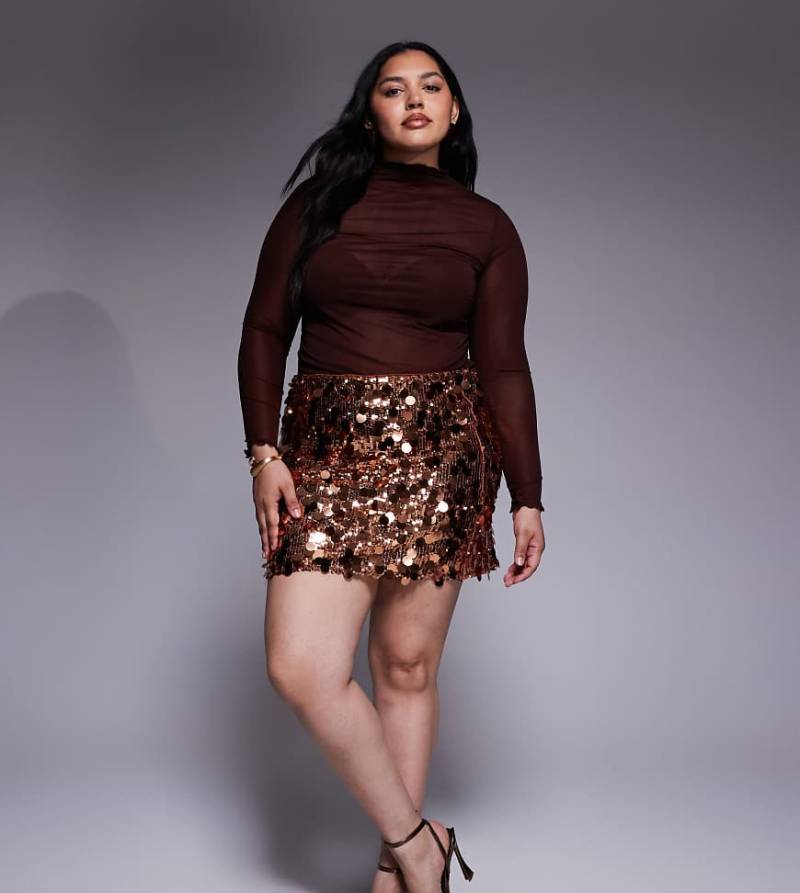 Renée Studio - Minirock in Gold mit Scheiben-Pailletten-Goldfarben von Renee Studio