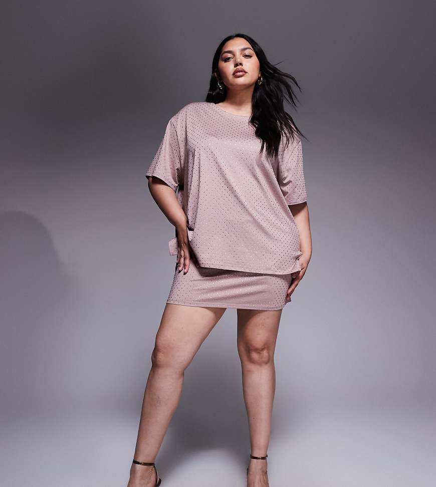 Renée Studio - Minirock in Rosa mit Hotfix-Verzierung, Kombiteil von Renee Studio