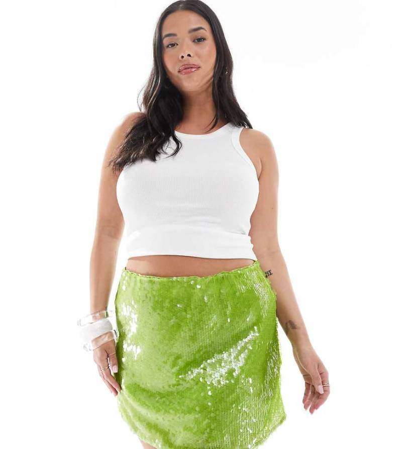 Renée Studio Plus - Exklusiver Pailletten-Minirock in Grün von Renee Studio