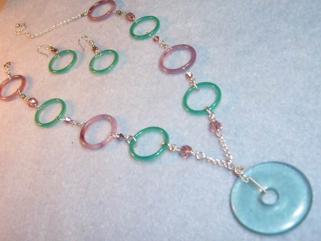 Achat Und Aquaquarz Sterling Draht Gewickelte Halskette/Ohrringe Set Achat Und Aquaquarz Sterling Draht Gewickelte Halskette/Ohrringe Set von ReneeCritchley
