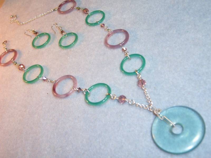 Achat Und Aquaquarz Sterling Draht Gewickelte Halskette/Ohrringe Set von ReneeCritchley