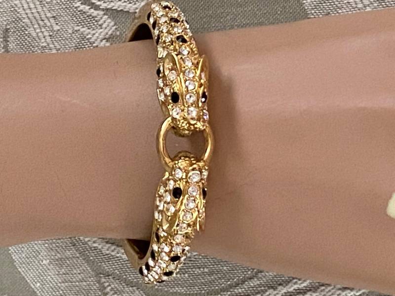 Gepard Leopard Armreif 1980Er Jahre Designer Qualität Unsigniert Sehr Guter Zustand von ReneeSparkles