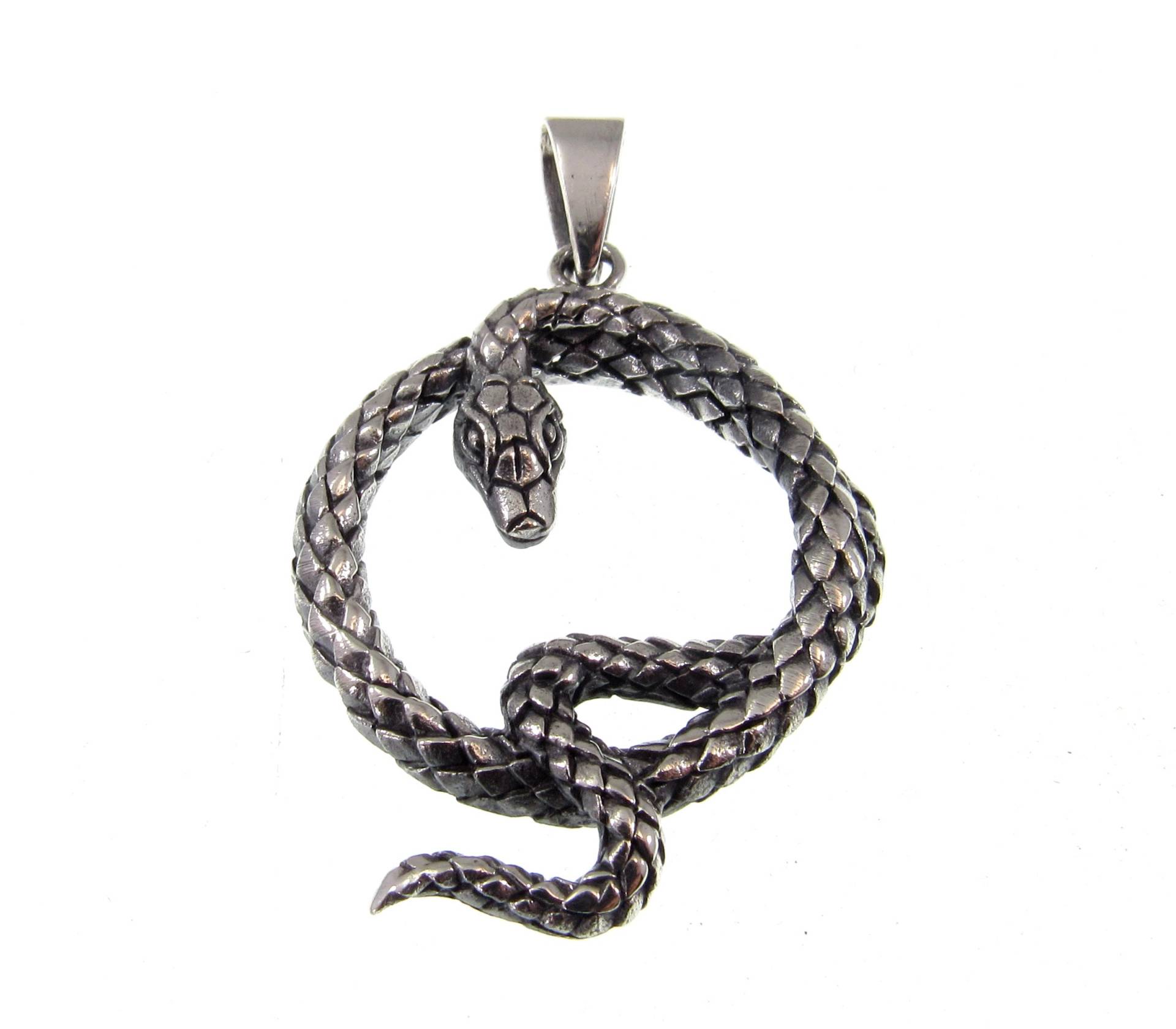 Handgefertigte Solid 925 Sterling Silber Runde Coiled Schlange Grube Viper Anhänger Biker Gothic Punk Rocker Interesse Schmuck von RenegadeJewelryStore