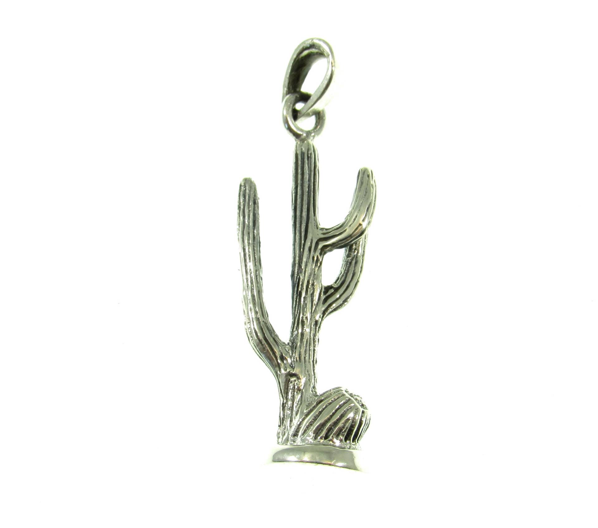Handgefertigter Massiv 925 Sterling Silber 3D Wüste Südwesten Arizona Saguaro Kaktus Anhänger von RenegadeJewelryStore