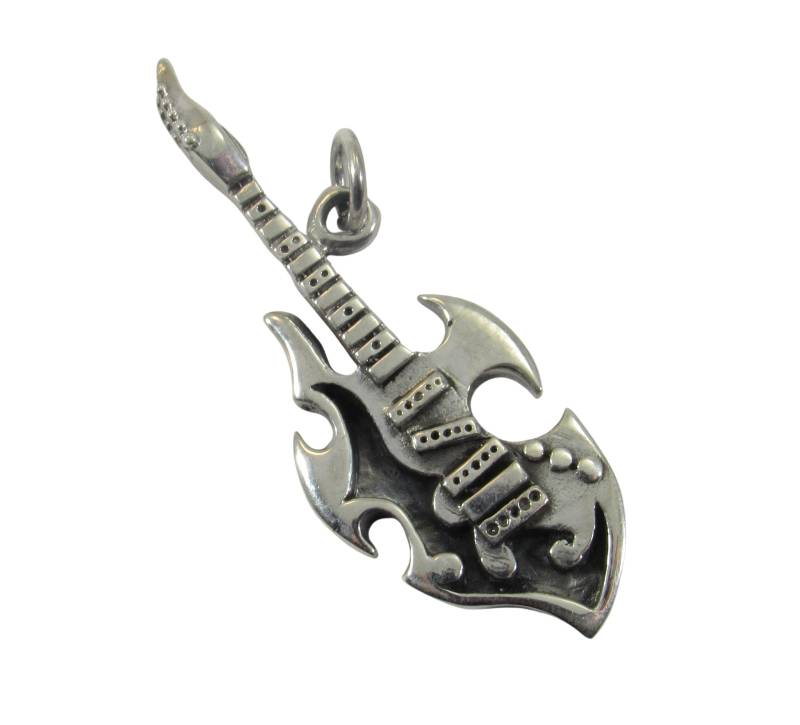 Handgefertigter Massiver 925Er Sterlingsilber-E-Gitarren-Anhänger, Musik-Rocker-Schmuck, Perfekt Für Männer Oder Frauen von RenegadeJewelryStore