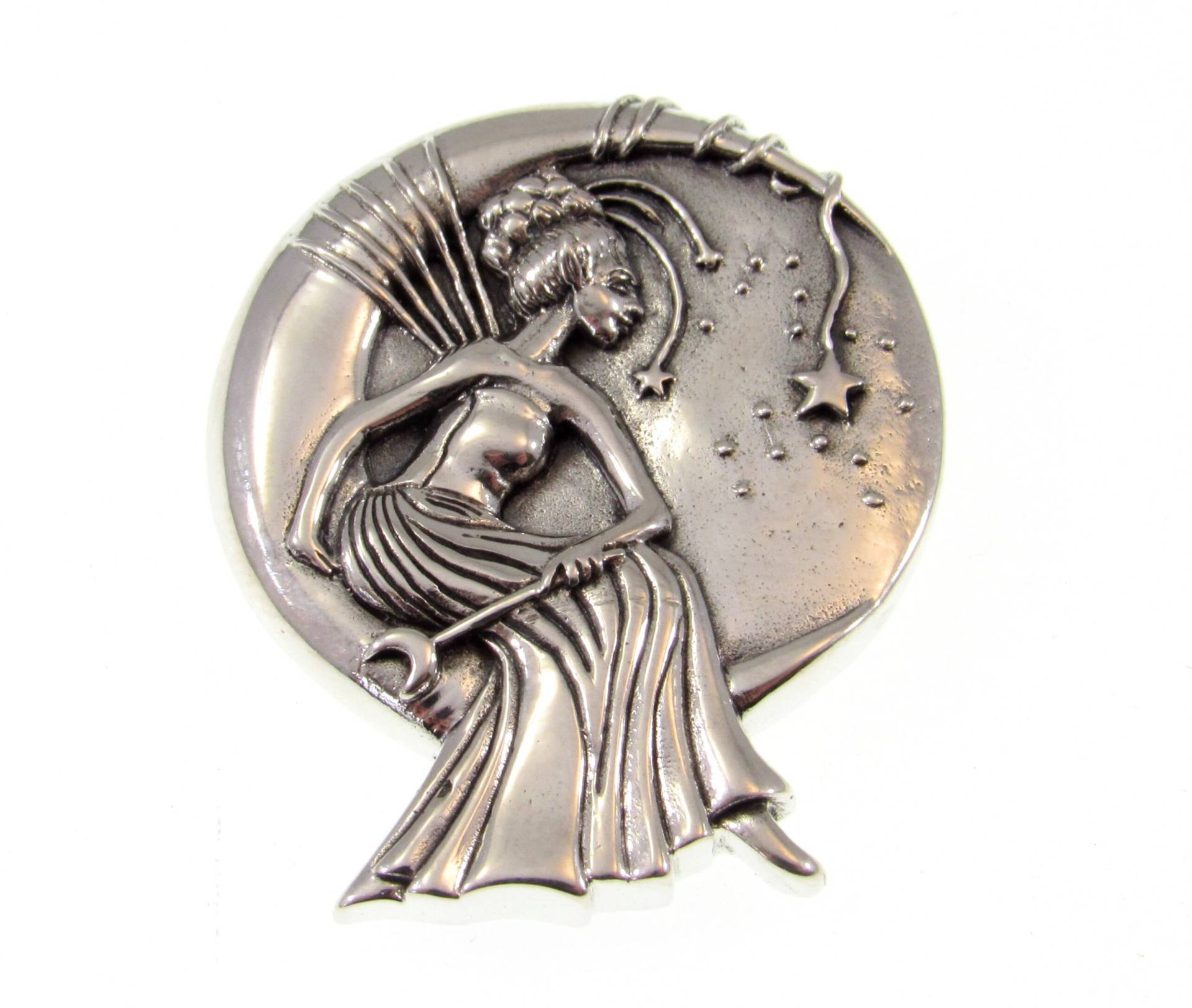 Massive 925 Sterling Silber Mondkönigin Fee Schiebeanhänger, Wächter/Schutz Amulett Massive 925 Sterling Silber Mondkönigin Fee Schiebeanhänger, Wächter/Schutz Amulett von RenegadeJewelryStore