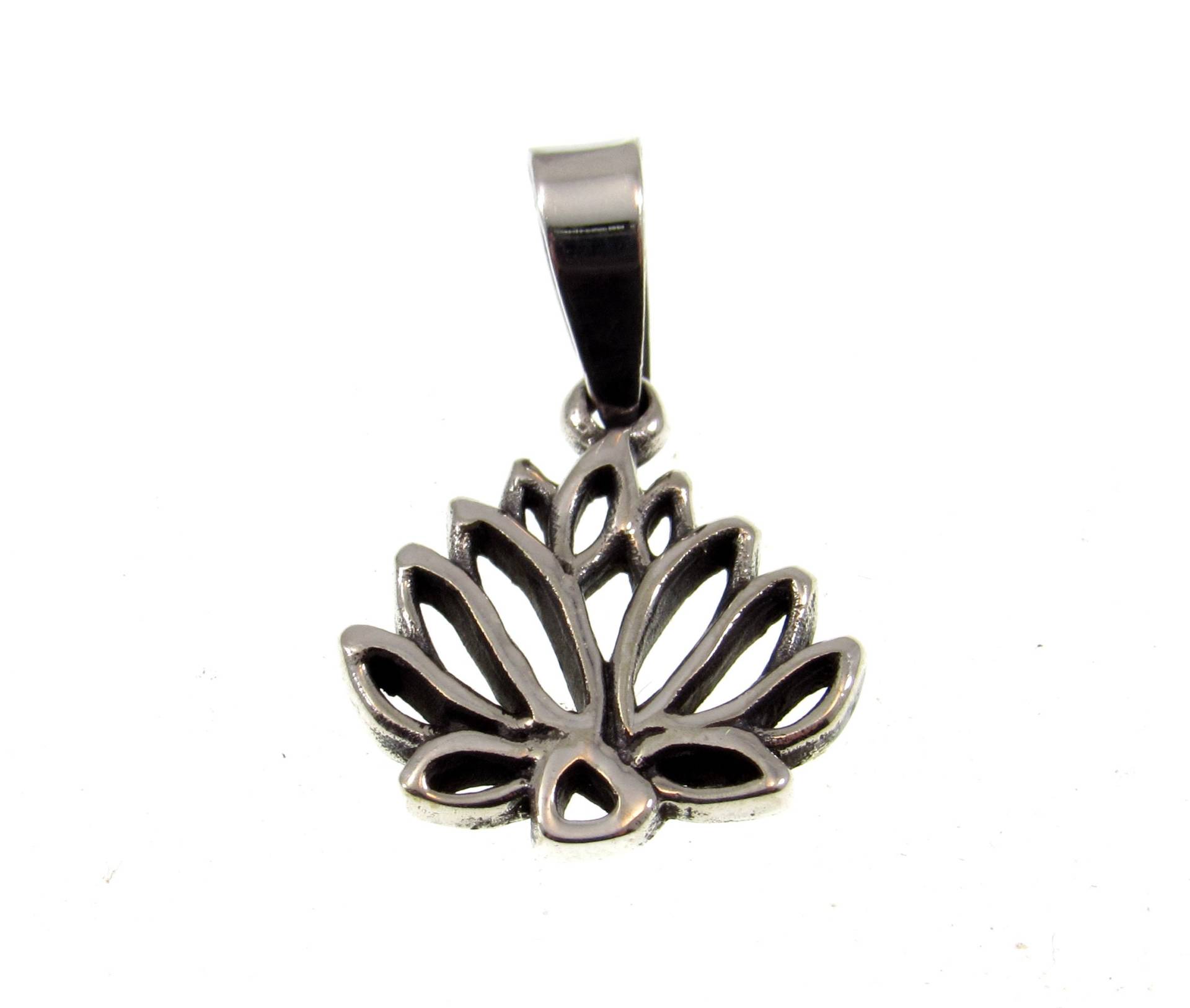 Massiver 925 Sterling Silber Kleiner Heiliger Lotus Blumen Anhänger, Handgefertigtes Symbol Der Wiedergeburt von RenegadeJewelryStore
