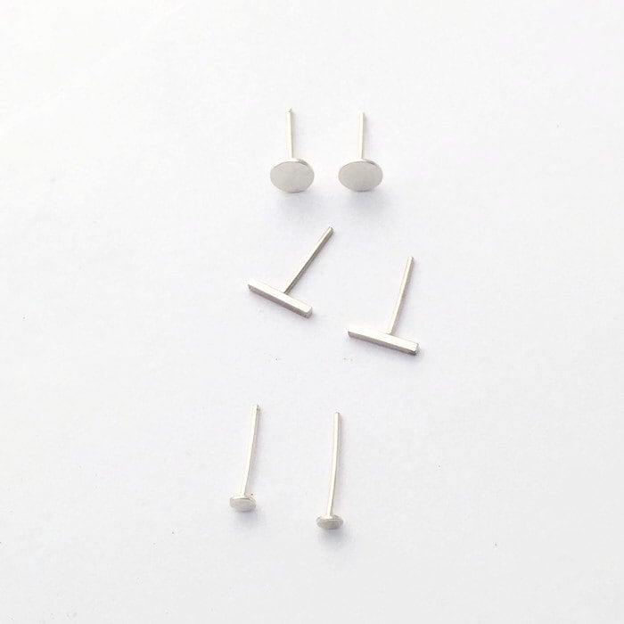3Er Set - Kleine Punkt Ohrstecker Gehämmerte Mond Bar Geschenk Handgemachte Sterling Silber 3Er Set - Kleine Punkt Ohrstecker Gehämmerte Mond Bar Geschenk Handgemachte Sterling Silber von RenegadeSilver