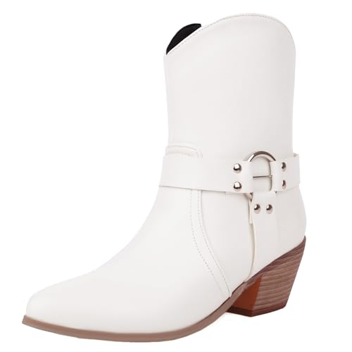 Renessmi Blockabsatz Runde Zehen Side Reißverschluss Damen Stiefeletten Concise Schnalle Retro Kurz Geschirrstiefel Footwear Weiß Gr 45 EU-47 Cn Renessmi Blockabsatz Runde Zehen Side Reißverschluss Damen Stiefeletten Concise Schnalle Retro Kurz Geschirrstiefel Footwear Weiß Gr 45 EU-47 Cn von Renessmi