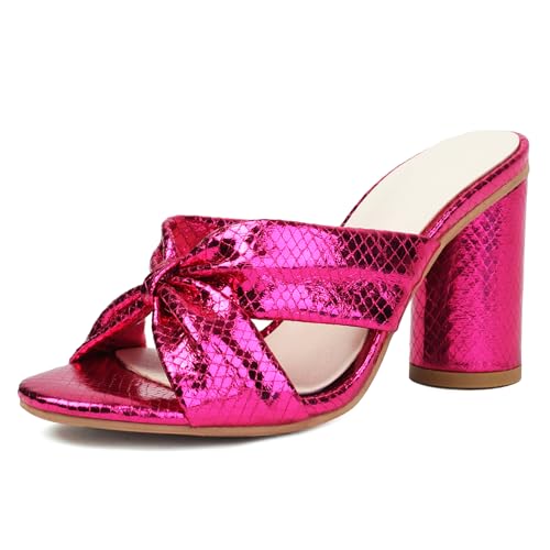 Renessmi Blockabsatz Slingback Glitzer Hochzeit Damensandalen Peep Toe Crisscross Solid Color Mode Prom Footwear Rot Gr 40.5 EU-42 Cn von Renessmi