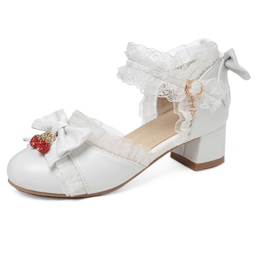 Renessmi Blockabsatz Sommer Mary Jane Runde Zehen Damensandalen Sweet Bogen Ruffles Geschlossen Princess Pumps Footwear Weiß Gr 40 EU-41 Cn Renessmi Blockabsatz Sommer Mary Jane Runde Zehen Damensandalen Sweet Bogen Ruffles Geschlossen Princess Pumps Footwear Weiß Gr 40 EU-41 Cn von Renessmi