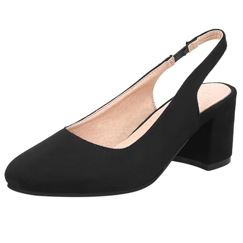 Renessmi Concise Blockabsatz Square Toe Slingback Damensandalen Ohne Verschluss Komfort Mitte Absatz Solid Color Wildleder Arbeit Pumps Footwear Schwarz Gr 32 EU Renessmi Concise Blockabsatz Square Toe Slingback Damensandalen Ohne Verschluss Komfort Mitte Absatz Solid Color Wildleder Arbeit Pumps Footwear Schwarz Gr 32 EU von Renessmi