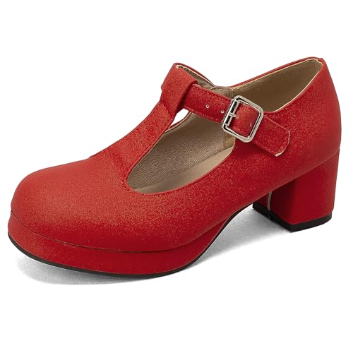 Renessmi Concise Knöchelriemchen Runde Zehen Plateau Damen Schuhe Komfort Mid Chunky Heel Mode Girl Mary Jane Footwear Rot Gr 41 EU-43 Cn Renessmi Concise Knöchelriemchen Runde Zehen Plateau Damen Schuhe Komfort Mid Chunky Heel Mode Girl Mary Jane Footwear Rot Gr 41 EU-43 Cn von Renessmi