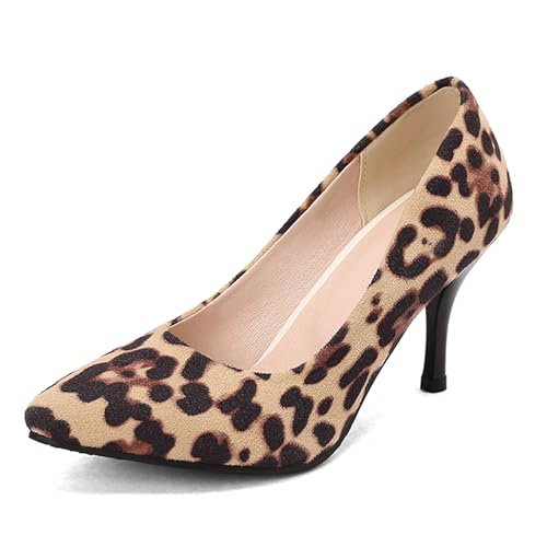Renessmi Concise Wildleder Ohne Verschluss Stiletto Damen Pumps Pointed Toe Mode Business Höhe Ferse Sommer Footwear Aprikose-Leopard Gr 32 EU Renessmi Concise Wildleder Ohne Verschluss Stiletto Damen Pumps Pointed Toe Mode Business Höhe Ferse Sommer Footwear Aprikose-Leopard Gr 32 EU von Renessmi