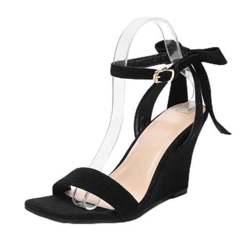Renessmi Concise Wildleder Slingback Keilabsatz Damensandalen Square Toe Weit Fit-Spangepy Solid Color Schnalle Sommer Footwear Schwarz Gr 38 EU-39 Cn Renessmi Concise Wildleder Slingback Keilabsatz Damensandalen Square Toe Weit Fit-Spangepy Solid Color Schnalle Sommer Footwear Schwarz Gr 38 EU-39 Cn von Renessmi