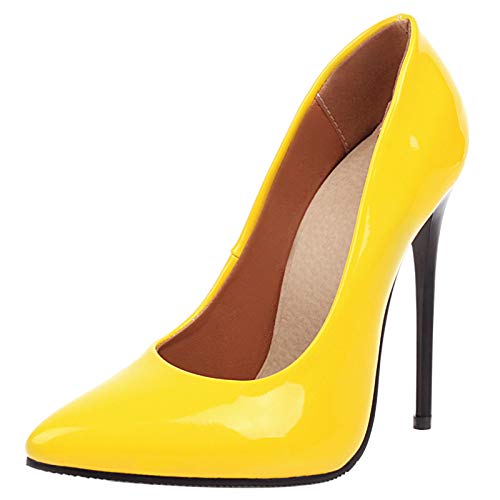 Renessmi Damen Mode Pointed Toe Lack Stilettos Pumps Ohne Verschluss Ketten Elegant Abend Snakeskin Schuhe Wildleder Footwear Gelb Gr 35 EU Renessmi Damen Mode Pointed Toe Lack Stilettos Pumps Ohne Verschluss Ketten Elegant Abend Snakeskin Schuhe Wildleder Footwear Gelb Gr 35 EU von Renessmi