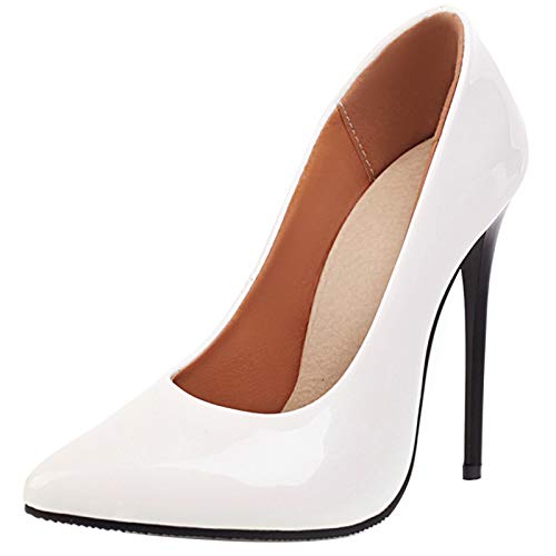 Renessmi Damen Mode Pointed Toe Lack Stilettos Pumps Ohne Verschluss Ketten Elegant Abend Snakeskin Schuhe Wildleder Footwear Weiß Gr 39 EU-40 CN Renessmi Damen Mode Pointed Toe Lack Stilettos Pumps Ohne Verschluss Ketten Elegant Abend Snakeskin Schuhe Wildleder Footwear Weiß Gr 39 EU-40 CN von Renessmi