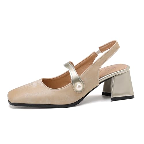 Renessmi Elegant Blockabsatz Geschlossen Slingback Damensandalen Square Toe Lack Weit Fit Solid Color Girl Footwear Gold-Aprikose Gr 42 EU-44 Cn Renessmi Elegant Blockabsatz Geschlossen Slingback Damensandalen Square Toe Lack Weit Fit Solid Color Girl Footwear Gold-Aprikose Gr 42 EU-44 Cn von Renessmi