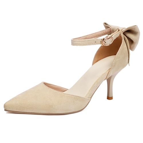 Renessmi Elegant Hochzeit Pointed Toe Stiletto Damensandalen Geschlossen Knöchelriemchen Solid Color Prom Sommer Footwear Beige Gr 43 EU-45 Cn Renessmi Elegant Hochzeit Pointed Toe Stiletto Damensandalen Geschlossen Knöchelriemchen Solid Color Prom Sommer Footwear Beige Gr 43 EU-45 Cn von Renessmi