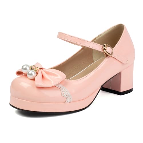 Renessmi Elegant Lack Beaded Schnalle Mary Jane Sweet Damen Schuhe Knöchelriemchen Mitte Blockabsatz Square Toe Plateau Footwear Pink Gr 40.5 EU-42 Cn Renessmi Elegant Lack Beaded Schnalle Mary Jane Sweet Damen Schuhe Knöchelriemchen Mitte Blockabsatz Square Toe Plateau Footwear Pink Gr 40.5 EU-42 Cn von Renessmi