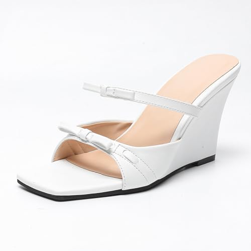 Renessmi Elegant Offene Zeh Keilabsatz Slingback Damen Pantoffeln Ohne Verschluss Weit Fit Sauqre Toe Strappy Draußen Mules Footwear Weiß Gr 40 EU-41 Cn Renessmi Elegant Offene Zeh Keilabsatz Slingback Damen Pantoffeln Ohne Verschluss Weit Fit Sauqre Toe Strappy Draußen Mules Footwear Weiß Gr 40 EU-41 Cn von Renessmi