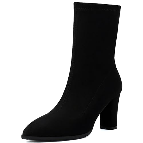 Renessmi Elegant Pointed Toe High Blockabsatz Damen Anzugstiefel Shiny Hochzeit Concise Wildleder Solid Color Arbeit Stiefel Footwear Schwarz Gr 40 EU-41 Cn Renessmi Elegant Pointed Toe High Blockabsatz Damen Anzugstiefel Shiny Hochzeit Concise Wildleder Solid Color Arbeit Stiefel Footwear Schwarz Gr 40 EU-41 Cn von Renessmi
