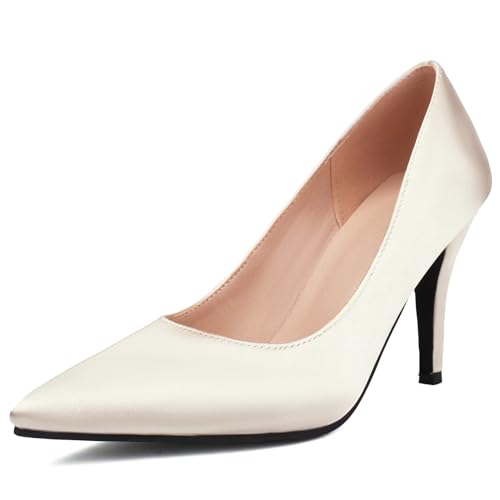 Renessmi Elegant Pointed Toe Stiletto Ohne Verschluss Damen Pumps Shiny Hochzeit Concise Arbeit Solid Color Western Style Footwear Aprikose Gr 39 EU-40 Cn Renessmi Elegant Pointed Toe Stiletto Ohne Verschluss Damen Pumps Shiny Hochzeit Concise Arbeit Solid Color Western Style Footwear Aprikose Gr 39 EU-40 Cn von Renessmi