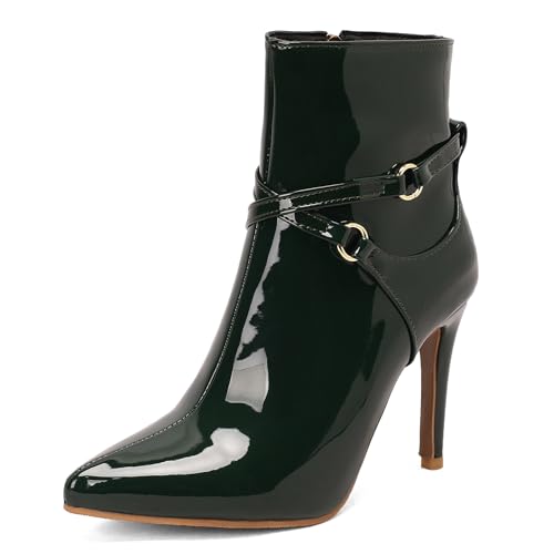 Renessmi Elegant Stiletto Pointed Toe Damen Anzugstiefel Side Reißverschluss Schnalle Concise Herbst Winter Stiefeletten Footwear Grün Gr 40.5 EU-42 Cn von Renessmi