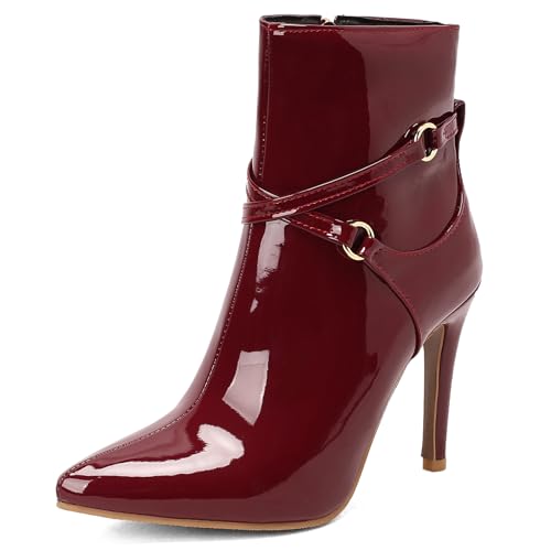Renessmi Elegant Stiletto Pointed Toe Damen Anzugstiefel Side Reißverschluss Schnalle Concise Herbst Winter Stiefeletten Footwear Rotwein Gr 48 EU-50 Cn Renessmi Elegant Stiletto Pointed Toe Damen Anzugstiefel Side Reißverschluss Schnalle Concise Herbst Winter Stiefeletten Footwear Rotwein Gr 48 EU-50 Cn von Renessmi
