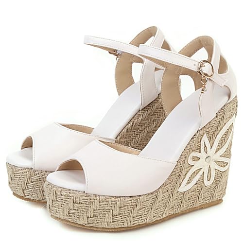 Renessmi Espadrille Plateau Schnalle Runde Zehen Damensandalen Knöchelriemchen High Keilabsatz Klassische Mode Sommer Footwear Weiß Gr 42 EU-44 Cn Renessmi Espadrille Plateau Schnalle Runde Zehen Damensandalen Knöchelriemchen High Keilabsatz Klassische Mode Sommer Footwear Weiß Gr 42 EU-44 Cn von Renessmi