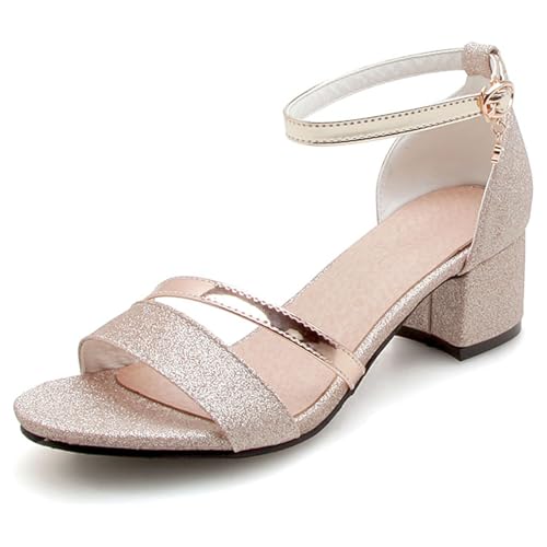 Renessmi Glitzer Blockabsatz Hochzeit Offene Zeh Damensandalen Knöchelriemchen Schnalle Prom Girl Kleid Mitte Absatz Footwear Gold Gr 41 EU-43 Cn Renessmi Glitzer Blockabsatz Hochzeit Offene Zeh Damensandalen Knöchelriemchen Schnalle Prom Girl Kleid Mitte Absatz Footwear Gold Gr 41 EU-43 Cn von Renessmi
