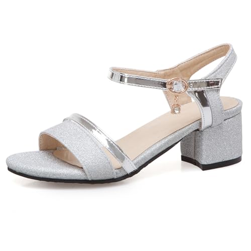 Renessmi Glitzer Blockabsatz Hochzeit Offene Zeh Damensandalen Knöchelriemchen Schnalle Prom Girl Kleid Mitte Absatz Footwear Silber Gr 46 EU-48 Cn Renessmi Glitzer Blockabsatz Hochzeit Offene Zeh Damensandalen Knöchelriemchen Schnalle Prom Girl Kleid Mitte Absatz Footwear Silber Gr 46 EU-48 Cn von Renessmi