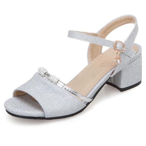 Renessmi Glitzer Blockabsatz Hochzeit Offene Zeh Damensandalen Knöchelriemchen Schnalle Prom Girl Kleid Mitte Absatz Footwear Silber Gr 46 EU-48 Cn Renessmi Glitzer Blockabsatz Hochzeit Offene Zeh Damensandalen Knöchelriemchen Schnalle Prom Girl Kleid Mitte Absatz Footwear Silber Gr 46 EU-48 Cn von Renessmi