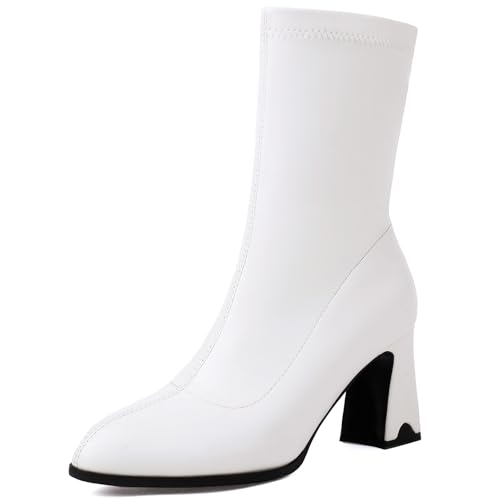 Renessmi High Blockabsatz Pointed Toe Concise Damen Stiefeletten Glitzer Hochzeit Wildleder Solid Color Anzugstiefel Footwear Weiß Gr 40 EU-41 Cn Renessmi High Blockabsatz Pointed Toe Concise Damen Stiefeletten Glitzer Hochzeit Wildleder Solid Color Anzugstiefel Footwear Weiß Gr 40 EU-41 Cn von Renessmi