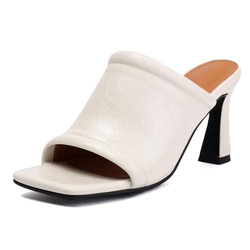 Renessmi Höhe Ferse Square Toe Mules Ohne Verschluss Damen Pantoffeln Offene Zeh Mode Draußen Sommer Hausschuhe Pantoffeln Sandals Footwear Weiß Gr 34 EU Renessmi Höhe Ferse Square Toe Mules Ohne Verschluss Damen Pantoffeln Offene Zeh Mode Draußen Sommer Hausschuhe Pantoffeln Sandals Footwear Weiß Gr 34 EU von Renessmi