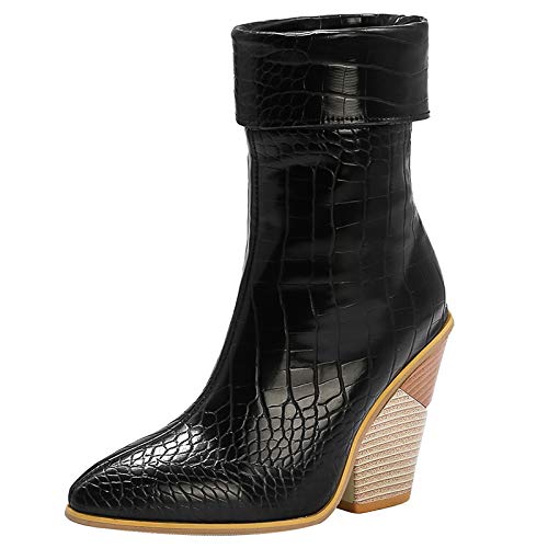 Renessmi Keilabsatz Damen Stiefeletten Pointed Toe Ohne Verschluss High Chunky Heel Slouch Mode Cowboystiefel Footwear Schwarz Gr 46 EU-48 Cn Renessmi Keilabsatz Damen Stiefeletten Pointed Toe Ohne Verschluss High Chunky Heel Slouch Mode Cowboystiefel Footwear Schwarz Gr 46 EU-48 Cn von Renessmi