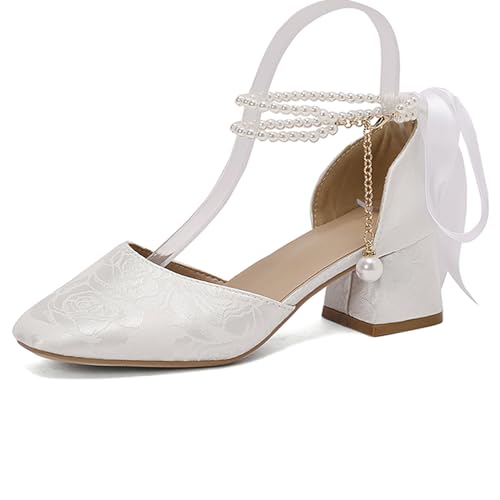 Renessmi Klassische Bestickt Square Toe Blockabsatz Damensandalen Chinese Style Retro Schnalle Beaded Hanfu Schuhe Footwear Weiß Gr 40.5 EU-42 Cn Renessmi Klassische Bestickt Square Toe Blockabsatz Damensandalen Chinese Style Retro Schnalle Beaded Hanfu Schuhe Footwear Weiß Gr 40.5 EU-42 Cn von Renessmi