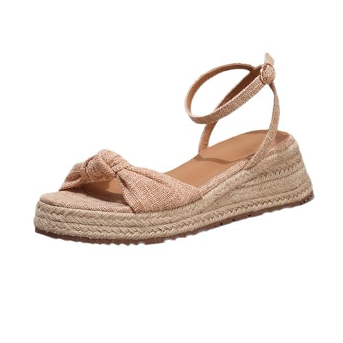 Renessmi Klassische Cloth Slingback Keilabsatz Schnalle Damensandalen Peep Toe Bogen Plateau Knöchelriemchen Sommer Footwear Aprikose Gr 38 EU-39 Cn Renessmi Klassische Cloth Slingback Keilabsatz Schnalle Damensandalen Peep Toe Bogen Plateau Knöchelriemchen Sommer Footwear Aprikose Gr 38 EU-39 Cn von Renessmi